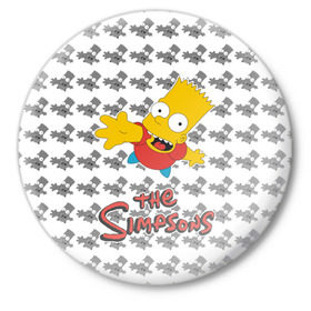 Значок с принтом Bart в Екатеринбурге,  металл | круглая форма, металлическая застежка в виде булавки | Тематика изображения на принте: simpsons | барт | мульт | симпсоны
