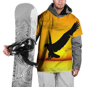 Накидка на куртку 3D с принтом Орел на закате в Екатеринбурге, 100% полиэстер |  | беркут | большой | горный | грифон | клюв | коготь | кондор | коршун | крылья | огромный | орел | орлан | перья | полет | птица | размах крыла | сокол | степной | хищник | ястреб