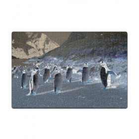Пазл магнитный 126 элементов с принтом Ночные пингвины в горах в Екатеринбурге, полимерный материал с магнитным слоем | 126 деталей, размер изделия —  180*270 мм | 