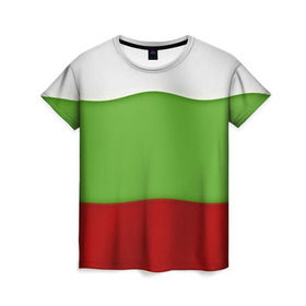 Женская футболка 3D с принтом Болгария в Екатеринбурге, 100% полиэфир ( синтетическое хлопкоподобное полотно) | прямой крой, круглый вырез горловины, длина до линии бедер | bulgaria | flag | болгария | республика болгария | текстура | флаг