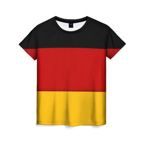 Женская футболка 3D с принтом Германия в Екатеринбурге, 100% полиэфир ( синтетическое хлопкоподобное полотно) | прямой крой, круглый вырез горловины, длина до линии бедер | Тематика изображения на принте: germany | флаг