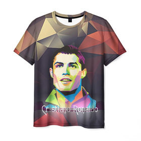 Мужская футболка 3D с принтом Cristiano Ronaldo в Екатеринбурге, 100% полиэфир | прямой крой, круглый вырез горловины, длина до линии бедер | 