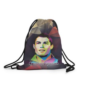 Рюкзак-мешок 3D с принтом Cristiano Ronaldo в Екатеринбурге, 100% полиэстер | плотность ткани — 200 г/м2, размер — 35 х 45 см; лямки — толстые шнурки, застежка на шнуровке, без карманов и подкладки | 