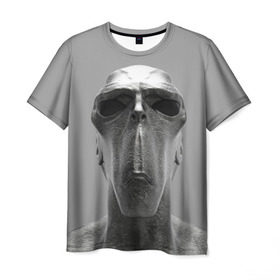 Мужская футболка 3D с принтом Гуманоид в Екатеринбурге, 100% полиэфир | прямой крой, круглый вырез горловины, длина до линии бедер | head | humanoid | sculpture | голова | идол | инопланетянин | истукан | космос | скульптура | статуя