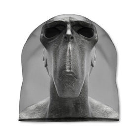 Шапка 3D с принтом Гуманоид в Екатеринбурге, 100% полиэстер | универсальный размер, печать по всей поверхности изделия | head | humanoid | sculpture | голова | идол | инопланетянин | истукан | космос | скульптура | статуя
