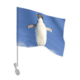 Флаг для автомобиля с принтом Пингвин в Екатеринбурге, 100% полиэстер | Размер: 30*21 см | айсберг | антарктида | антарктика | арктика | буревестник | глупый | императорский | клюв | королевский | крылья | ласты | лёд | линукс | океан | пилигрим | полюс | птица | север | снег | умка | фрак