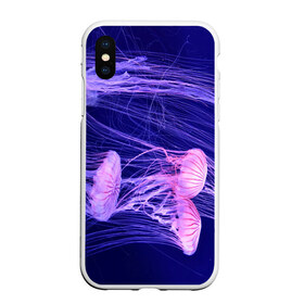 Чехол для iPhone XS Max матовый с принтом Розовые медузы в Екатеринбурге, Силикон | Область печати: задняя сторона чехла, без боковых панелей | Тематика изображения на принте: аквариум | вода | дайвинг | милые | море | океан | плывет | подводный мир | рыбалка | рыбка | рыбы | стая | фауна