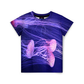 Детская футболка 3D с принтом Розовые медузы в Екатеринбурге, 100% гипоаллергенный полиэфир | прямой крой, круглый вырез горловины, длина до линии бедер, чуть спущенное плечо, ткань немного тянется | аквариум | вода | дайвинг | милые | море | океан | плывет | подводный мир | рыбалка | рыбка | рыбы | стая | фауна