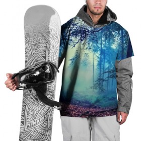 Накидка на куртку 3D с принтом Лес в Екатеринбурге, 100% полиэстер |  | 3d | деревья | лес | пейзаж | природа | роща | туман
