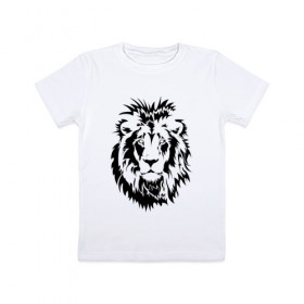 Детская футболка хлопок с принтом Лев в Екатеринбурге, 100% хлопок | круглый вырез горловины, полуприлегающий силуэт, длина до линии бедер | африка | дикий | лев