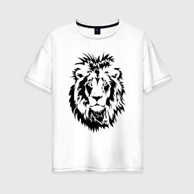 Женская футболка хлопок Oversize с принтом Лев в Екатеринбурге, 100% хлопок | свободный крой, круглый ворот, спущенный рукав, длина до линии бедер
 | африка | дикий | лев
