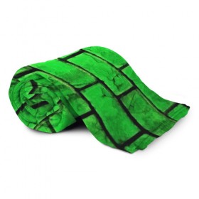 Плед 3D с принтом Зелёные кирпичики в Екатеринбурге, 100% полиэстер | закругленные углы, все края обработаны. Ткань не мнется и не растягивается | 3d | зелёные кирпичики | камень | краска | текстуры
