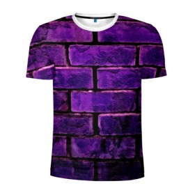 Мужская футболка 3D спортивная с принтом кирпичики в Екатеринбурге, 100% полиэстер с улучшенными характеристиками | приталенный силуэт, круглая горловина, широкие плечи, сужается к линии бедра | 3d | камень | кирпичики | прикольные | текстура | фиолетовые
