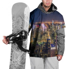 Накидка на куртку 3D с принтом Ночной город 3 в Екатеринбурге, 100% полиэстер |  | город | здания | небо | ночь | свет