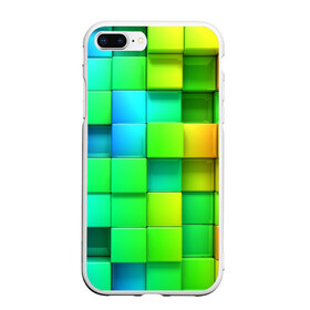 Чехол для iPhone 7Plus/8 Plus матовый с принтом Пазлы в Екатеринбурге, Силикон | Область печати: задняя сторона чехла, без боковых панелей | абстракция | годнота | зеленый. кубы | пазлы | радуга | яркий