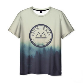 Мужская футболка 3D с принтом Twin Peaks в Екатеринбурге, 100% полиэфир | прямой крой, круглый вырез горловины, длина до линии бедер | twin peaks твин пикс | годнота | девид линч | лес | лора палмер | сова | туман