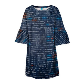 Детское платье 3D с принтом Информатика в Екатеринбурге, 100% полиэстер | прямой силуэт, чуть расширенный к низу. Круглая горловина, на рукавах — воланы | Тематика изображения на принте: computer code | technology | код | компьютеры
