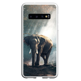 Чехол для Samsung Galaxy S10 с принтом Слон в лесу в Екатеринбурге, Силикон | Область печати: задняя сторона чехла, без боковых панелей | африка | африканский | бивни | большой | гигант джунгли | зоопарк | индийский | индия | лесной великан | мамонт | огромный | саванна | сафари | серый | слон | слоненок | слониха | стадо | уши | хобот