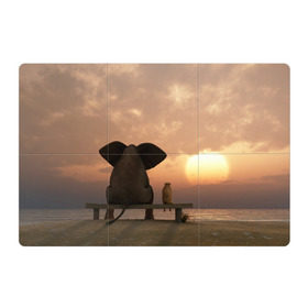 Магнитный плакат 3Х2 с принтом Слон с собакой на лавке, закат в Екатеринбурге, Полимерный материал с магнитным слоем | 6 деталей размером 9*9 см | 
