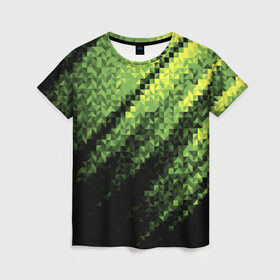 Женская футболка 3D с принтом Пиксельные лучи в Екатеринбурге, 100% полиэфир ( синтетическое хлопкоподобное полотно) | прямой крой, круглый вырез горловины, длина до линии бедер | 3d | другие | красивые | линии | лучи | огни | пиксели | поверхности | полосы | прикольные | свет | текстуры | яркие