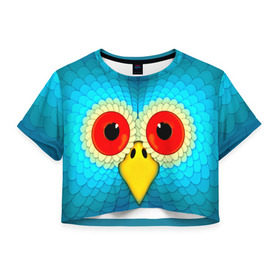 Женская футболка 3D укороченная с принтом Сова в Екатеринбурге, 100% полиэстер | круглая горловина, длина футболки до линии талии, рукава с отворотами | 3d | глаза | голова | другие | животные | нос | прикольные | птицы | сова | цветные | яркие