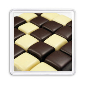 Магнит 55*55 с принтом Шоколадные конфеты в Екатеринбурге, Пластик | Размер: 65*65 мм; Размер печати: 55*55 мм | Тематика изображения на принте: десерт | еда | конфеты | сладкое | структуры | шахматы | шоколад