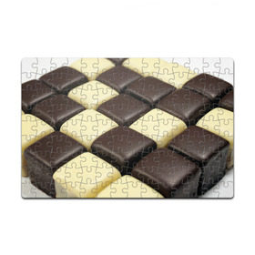 Пазл магнитный 126 элементов с принтом Шоколадные конфеты в Екатеринбурге, полимерный материал с магнитным слоем | 126 деталей, размер изделия —  180*270 мм | десерт | еда | конфеты | сладкое | структуры | шахматы | шоколад
