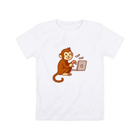 Детская футболка хлопок с принтом Codefest`17_6 в Екатеринбурге, 100% хлопок | круглый вырез горловины, полуприлегающий силуэт, длина до линии бедер | codefest | tap | админ | код | кодефест | кодфест | ноутбук | обезьяна | программирование | программист | тап