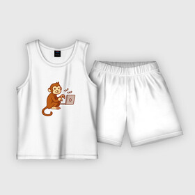 Детская пижама с шортами хлопок с принтом Codefest 17_6 в Екатеринбурге,  |  | codefest | tap | админ | код | кодефест | кодфест | ноутбук | обезьяна | программирование | программист | тап