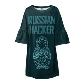 Детское платье 3D с принтом Русский хакер в Екатеринбурге, 100% полиэстер | прямой силуэт, чуть расширенный к низу. Круглая горловина, на рукавах — воланы | rushack