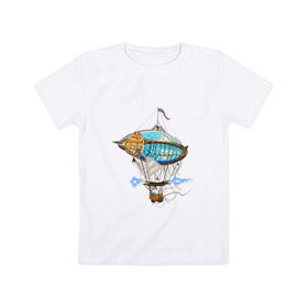 Детская футболка хлопок с принтом Летучий корабль в Екатеринбурге, 100% хлопок | круглый вырез горловины, полуприлегающий силуэт, длина до линии бедер | 