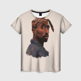 Женская футболка 3D с принтом Tupac в Екатеринбурге, 100% полиэфир ( синтетическое хлопкоподобное полотно) | прямой крой, круглый вырез горловины, длина до линии бедер | 2pac | rap | shakur | tupac | рэп | тупак | шакур