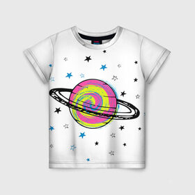 Детская футболка 3D с принтом Планета в Екатеринбурге, 100% гипоаллергенный полиэфир | прямой крой, круглый вырез горловины, длина до линии бедер, чуть спущенное плечо, ткань немного тянется | Тематика изображения на принте: звезда | звезды | космос | планета | планеты | ракета | ракеты
