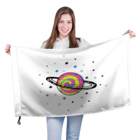 Флаг 3D с принтом Планета в Екатеринбурге, 100% полиэстер | плотность ткани — 95 г/м2, размер — 67 х 109 см. Принт наносится с одной стороны | звезда | звезды | космос | планета | планеты | ракета | ракеты