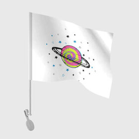 Флаг для автомобиля с принтом Планета в Екатеринбурге, 100% полиэстер | Размер: 30*21 см | звезда | звезды | космос | планета | планеты | ракета | ракеты
