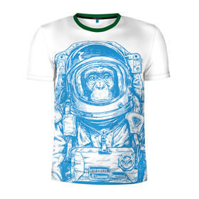 Мужская футболка 3D спортивная с принтом Космомакака в Екатеринбурге, 100% полиэстер с улучшенными характеристиками | приталенный силуэт, круглая горловина, широкие плечи, сужается к линии бедра | день космонавтики | звезда | звезды | космонавт | космонавты | космос | планета | планеты | ракета | ракеты
