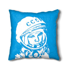 Подушка 3D с принтом Гагарин 1 в Екатеринбурге, наволочка – 100% полиэстер, наполнитель – холлофайбер (легкий наполнитель, не вызывает аллергию). | состоит из подушки и наволочки. Наволочка на молнии, легко снимается для стирки | гагарин | день космонавтики | звезды | космос