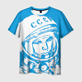 Мужская футболка 3D с принтом Гагарин 1 в Екатеринбурге, 100% полиэфир | прямой крой, круглый вырез горловины, длина до линии бедер | гагарин | день космонавтики | звезды | космос