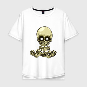 Мужская футболка хлопок Oversize с принтом Медитация в Екатеринбурге, 100% хлопок | свободный крой, круглый ворот, “спинка” длиннее передней части | йога | медитация | скелет | череп