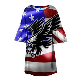Детское платье 3D с принтом Флаг США с орлом в Екатеринбурге, 100% полиэстер | прямой силуэт, чуть расширенный к низу. Круглая горловина, на рукавах — воланы | usa | америка | белоголовый | герб | государство | доллар | дядя сэм | звездно полосатый флаг | лысый | нато | оон | орел | птица | свобода | символ | соединённые штаты америки | страна | сша | штат