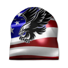 Шапка 3D с принтом Флаг США с орлом в Екатеринбурге, 100% полиэстер | универсальный размер, печать по всей поверхности изделия | usa | америка | белоголовый | герб | государство | доллар | дядя сэм | звездно полосатый флаг | лысый | нато | оон | орел | птица | свобода | символ | соединённые штаты америки | страна | сша | штат