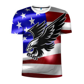 Мужская футболка 3D спортивная с принтом Флаг США с орлом в Екатеринбурге, 100% полиэстер с улучшенными характеристиками | приталенный силуэт, круглая горловина, широкие плечи, сужается к линии бедра | usa | америка | белоголовый | герб | государство | доллар | дядя сэм | звездно полосатый флаг | лысый | нато | оон | орел | птица | свобода | символ | соединённые штаты америки | страна | сша | штат