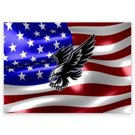 Поздравительная открытка с принтом Флаг США с орлом в Екатеринбурге, 100% бумага | плотность бумаги 280 г/м2, матовая, на обратной стороне линовка и место для марки
 | usa | америка | белоголовый | герб | государство | доллар | дядя сэм | звездно полосатый флаг | лысый | нато | оон | орел | птица | свобода | символ | соединённые штаты америки | страна | сша | штат