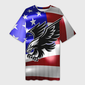 Платье-футболка 3D с принтом Флаг США с орлом в Екатеринбурге,  |  | usa | америка | белоголовый | герб | государство | доллар | дядя сэм | звездно полосатый флаг | лысый | нато | оон | орел | птица | свобода | символ | соединённые штаты америки | страна | сша | штат