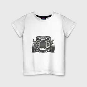 Детская футболка хлопок с принтом Hot Rod в Екатеринбурге, 100% хлопок | круглый вырез горловины, полуприлегающий силуэт, длина до линии бедер | авто | автомобиль | классика | машина | огонь | пламя | ретро | род | суперкар | хот