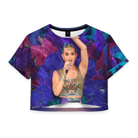 Женская футболка 3D укороченная с принтом Colour в Екатеринбурге, 100% полиэстер | круглая горловина, длина футболки до линии талии, рукава с отворотами | katy perry | кэти перри