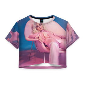 Женская футболка 3D укороченная с принтом Katy Perry в Екатеринбурге, 100% полиэстер | круглая горловина, длина футболки до линии талии, рукава с отворотами | katy perry | кэти перри