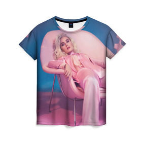 Женская футболка 3D с принтом Katy Perry в Екатеринбурге, 100% полиэфир ( синтетическое хлопкоподобное полотно) | прямой крой, круглый вырез горловины, длина до линии бедер | katy perry | кэти перри