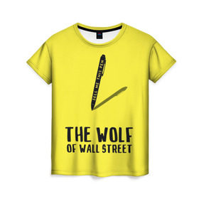 Женская футболка 3D с принтом Волк с Уолл Стрит в Екатеринбурге, 100% полиэфир ( синтетическое хлопкоподобное полотно) | прямой крой, круглый вырез горловины, длина до линии бедер | Тематика изображения на принте: the wolf of wall street | волк с уолл стрит | леонардо дикаприо | мартин скорсезе | продай мне эту ручку