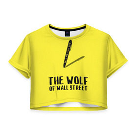 Женская футболка 3D укороченная с принтом Волк с Уолл Стрит в Екатеринбурге, 100% полиэстер | круглая горловина, длина футболки до линии талии, рукава с отворотами | the wolf of wall street | волк с уолл стрит | леонардо дикаприо | мартин скорсезе | продай мне эту ручку